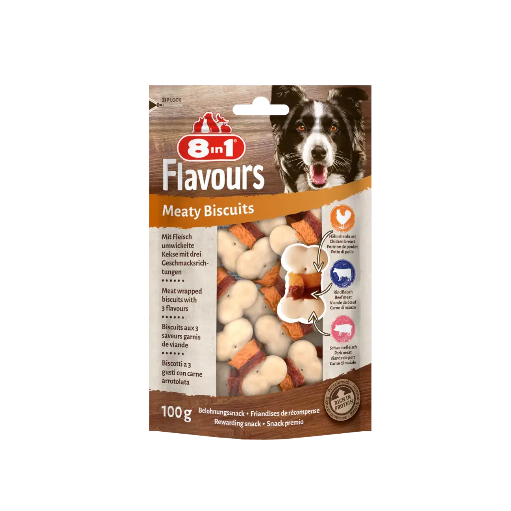 8in1 Flavours Meaty Biscuits 100g