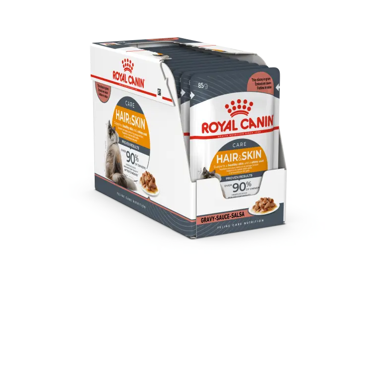 Royal Canin Cat Wet Food Hair & Skin Gravy - Pouches 12 x 85 g