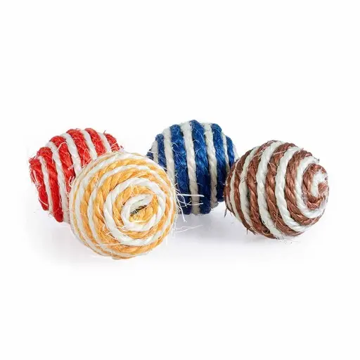 Duvo+ Striped Sisal Balls With Sound Mixed colors - Cat Toy 5x5x5cm (1 piece)